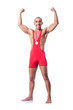 Young wrestler isolated on the white