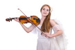 Young violin player isolated on white