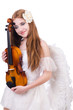 Young violin player isolated on white