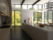 Illustration: Modern Design Kitchen Interior with Bar Modern Design Kitchen Interior with Bar