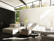 canvas print picture - Modern Loft with Living Room | Interior Architecture