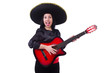 Guitar player isolated on the white
