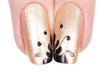 Nail art concept with hands on white
