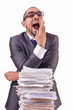 Busy businessman with lots of papers
