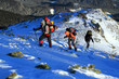 Photo: Winter hiking in the mountains on snowshoes. Winter hiking in the mountains on snowshoes.