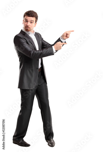 Photo: Happy business man presenting with copy space for your text Happy business man presenting with copy space for your text