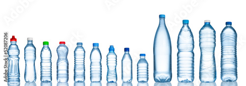 Illustration: Many water bottles isolated on white Many water bottles isolated on white
