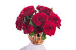 roses in a wicker basket