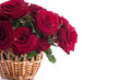 roses in a wicker basket