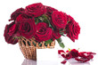 roses in a wicker basket