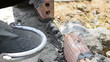 labor build brick in construction site