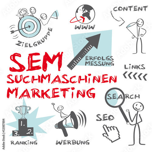 Vector: SEM Suchmaschinenmarketing, SEO, SEA SEM Suchmaschinenmarketing, SEO, SEA