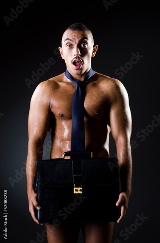 Photo: Businessman in red pants half nude Businessman in red pants half nude