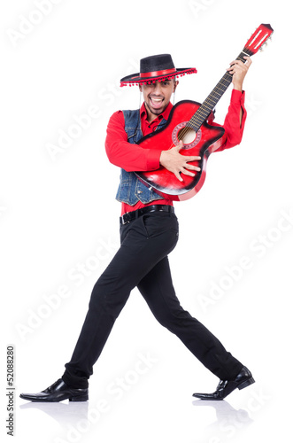Photo: Guitar player isolated on the white Guitar player isolated on the white
