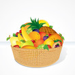 Delicious Fruit Basket. Cartoon Illustration