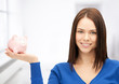 lovely woman with piggy bank