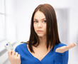 unhappy woman with euro cash money