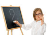 Girl at the Blackboard with Question Mark