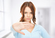 woman making stop gesture