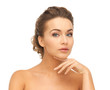 face and hands of beautiful woman
