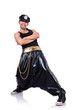 Photo: Rap dancer in wide pants on white Rap dancer in wide pants on white