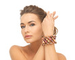 woman wearing bracelet with beads