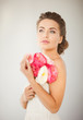 woman with bouquet of flowers