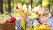 Video: Group of happy children playing in autumn park. Dolly shot Group of happy children playing in autumn park. Dolly shot