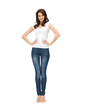 woman in blank white t-shirt