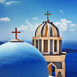 Foto: white blue domes of Santorini white blue domes of Santorini