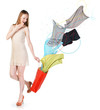 Woman With Clothes Flying Into...