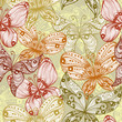 Elegant beige vintage seamless background with butterflies