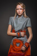 Fashion model posing in studio