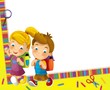 Going to school - illustration for the children