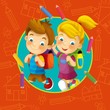 Going to school - illustration for the children