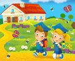 Going to school - illustration for the children