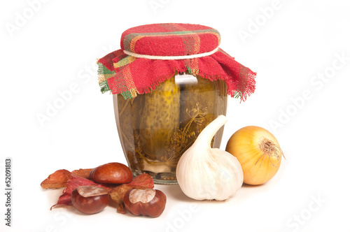 Photo: jar of pickles isolated on white jar of pickles isolated on white