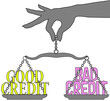 Vector: Person Good Bad Credit scales choice Person Good Bad Credit scales choice