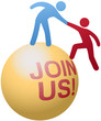Vector: People help join social website People help join social website