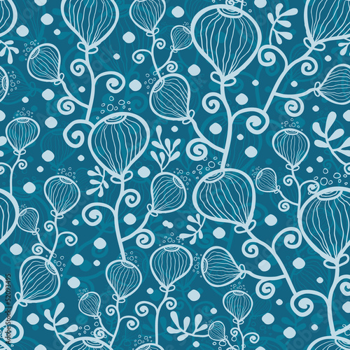Vector: Vector blue underwater abstract plants seamless pattern Vector blue underwater abstract plants seamless pattern