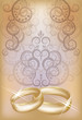 Wedding invitation card with golden rings, vector