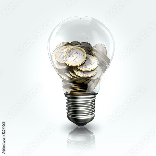 Illustration: A light bulb with coins inside A light bulb with coins inside