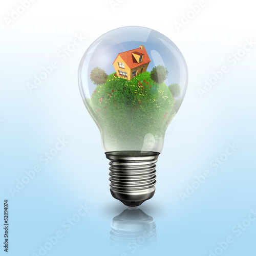 Illustration: A light bulb with a house inside A light bulb with a house inside
