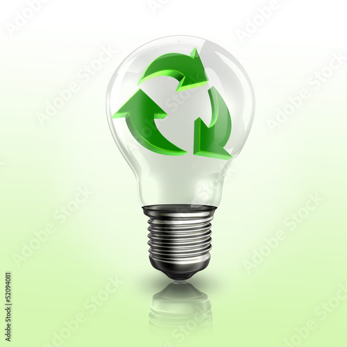 Illustration: A light bulb with recyclable logo inside A light bulb with recyclable logo inside
