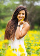 woman in field of flowers