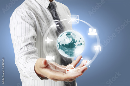 Photo: earth globe in his hands earth globe in his hands
