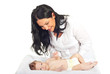 Photo: Happy mother caring newborn baby Happy mother caring newborn baby