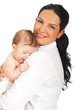 Photo: Mother hugging her newborn son Mother hugging her newborn son
