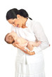 Photo: Mother talking with her newborn baby Mother talking with her newborn baby