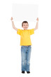 boy with blank paper sheet